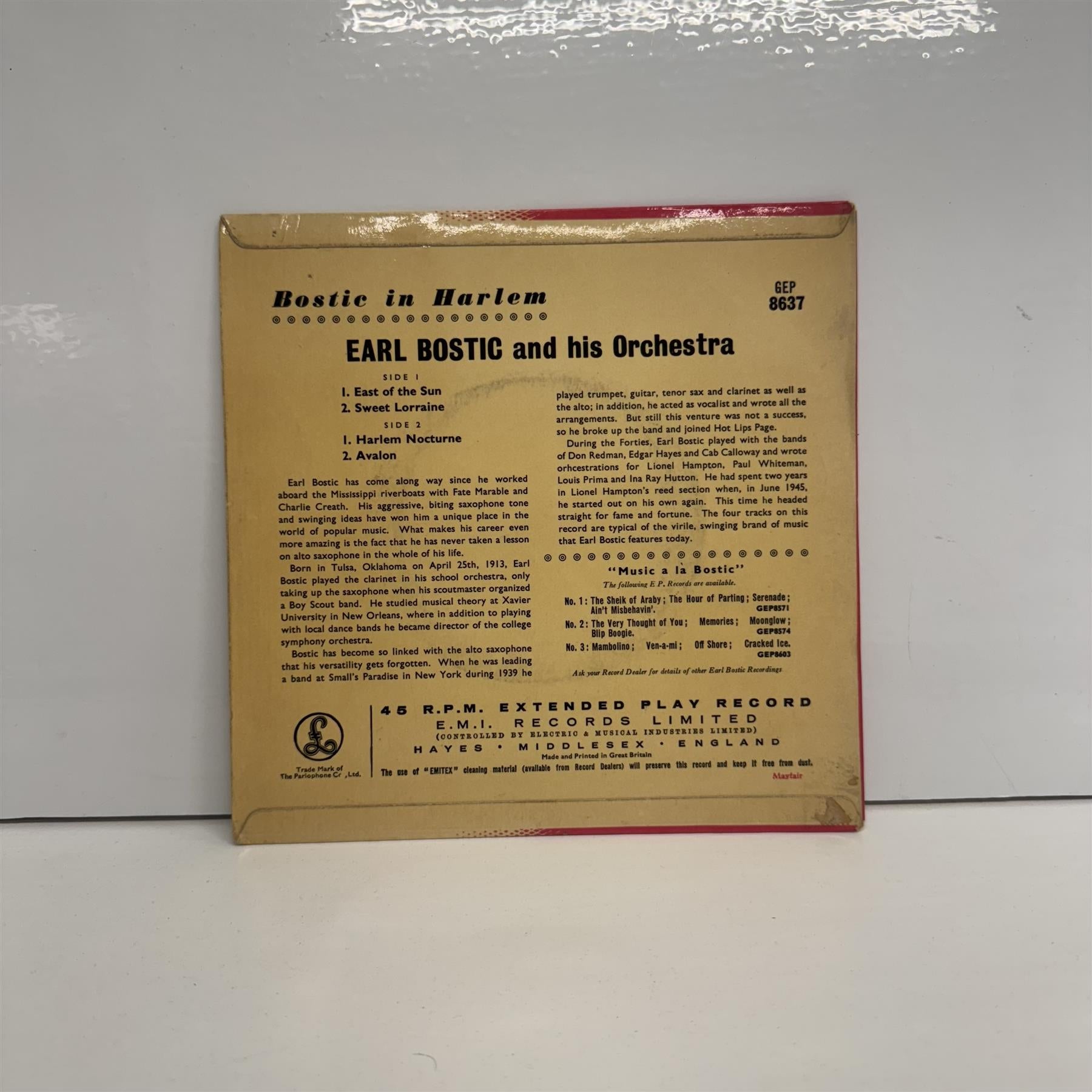 Earl Bostic And His Orchestra - Bostic In Harlem 7" Vinyl EP
