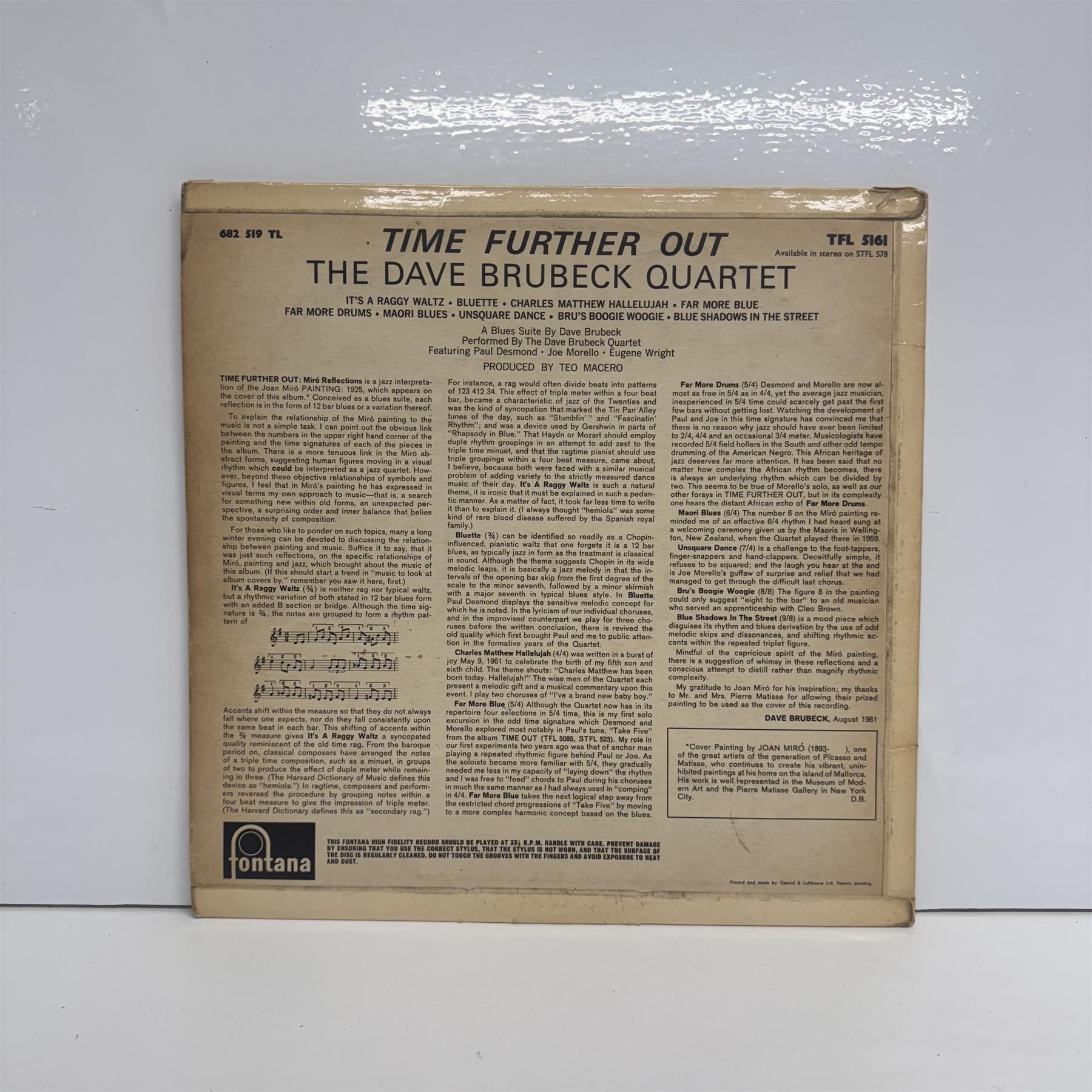 The Dave Brubeck Quartet  - Time Further Out (Miro Reflections) Mono Vinyl LP